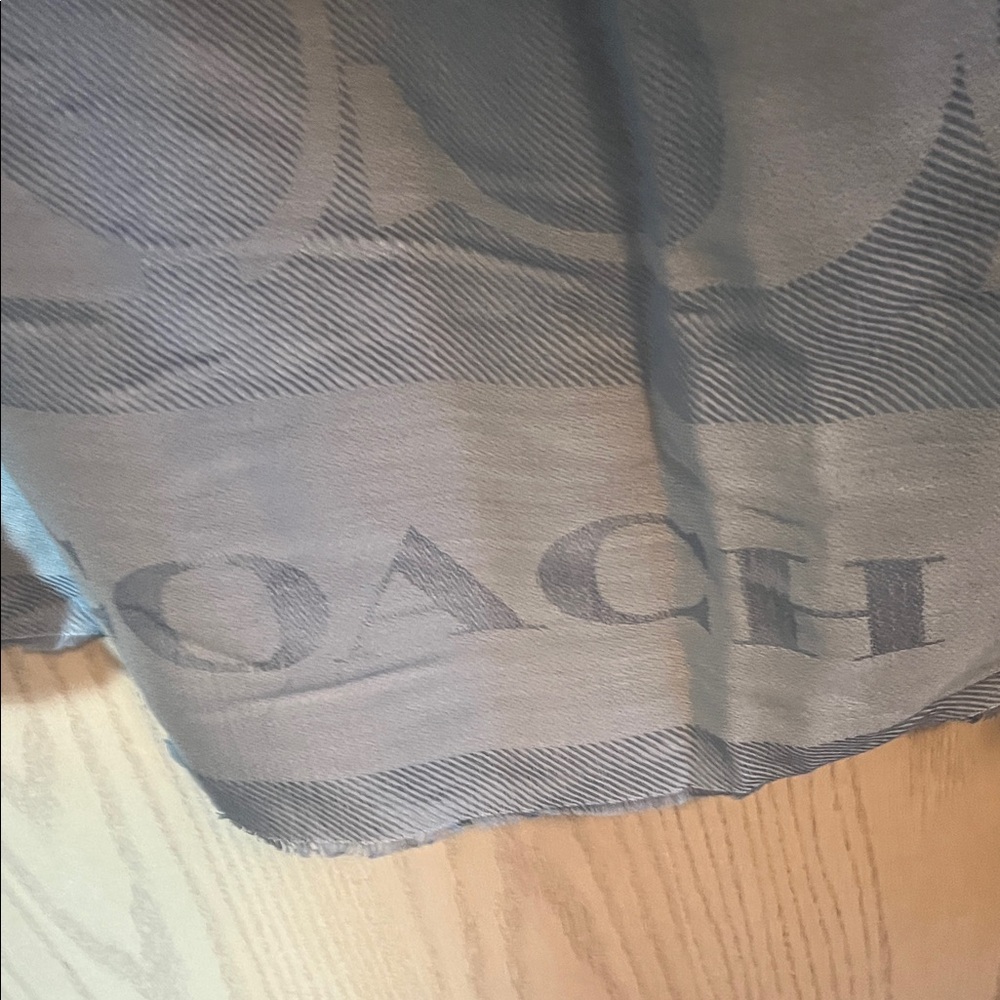 Coach Light Blue Fringe Shawl - Picture 2 of 10